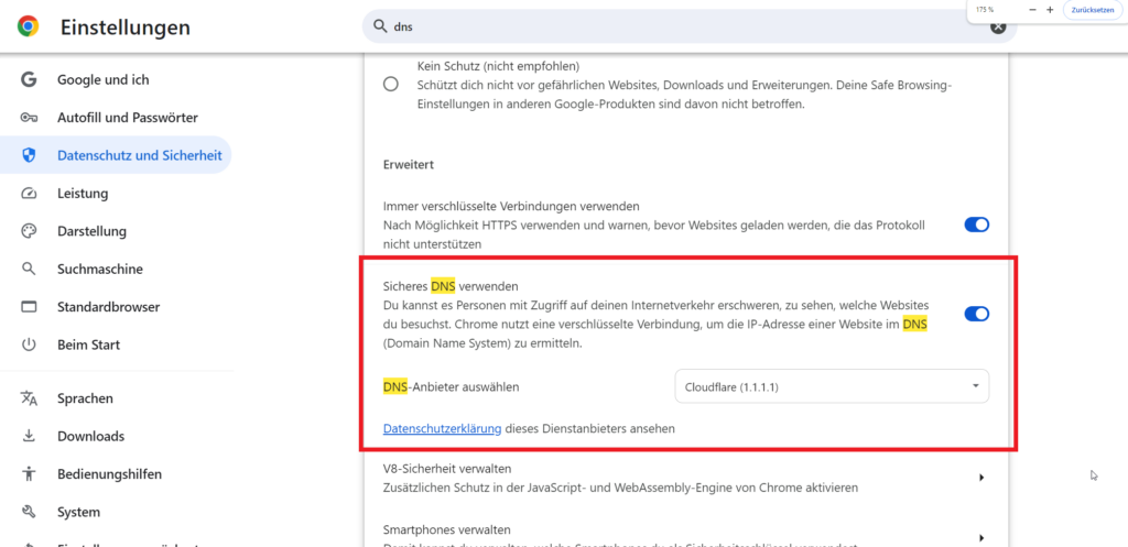 DoH in Chrome aktivieren